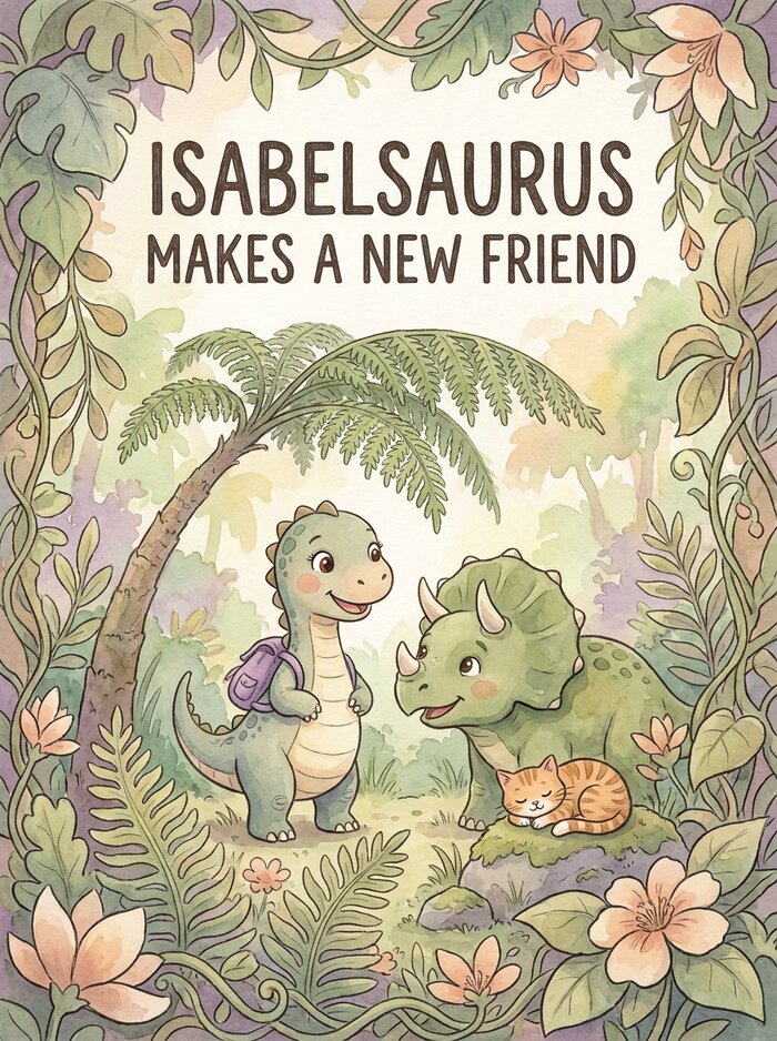 Cover art for Isabelsaurus Makes A New Friend